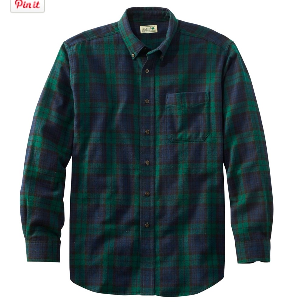 L.L Bean Classic Men's Scotch Plaid Flannel Shirt, Slightly Fitted
